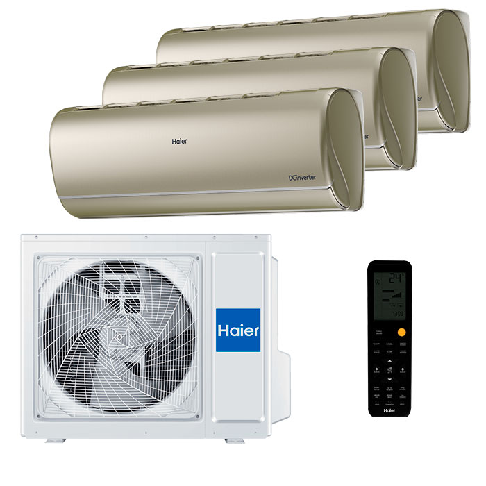 haier-jade-gold-multi-3-room Мульти сплит-система на 3 комнаты Haier AS25S2SJ3FA-G x 3 / 3U55S2SR5FA — изображение 1